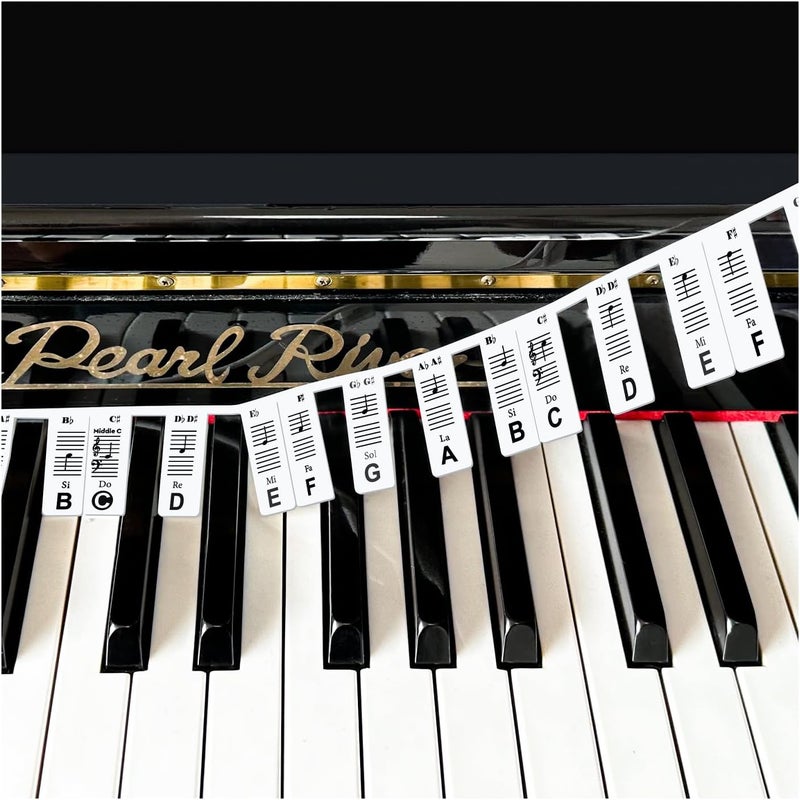 JYCSTE Removable Piano Keyboard Note Labels, Silicone Piano Notes Stickers Guide for Beginner, Reusable 88 Key Full Size Piano Key Music Notes Letter Label - Image 1